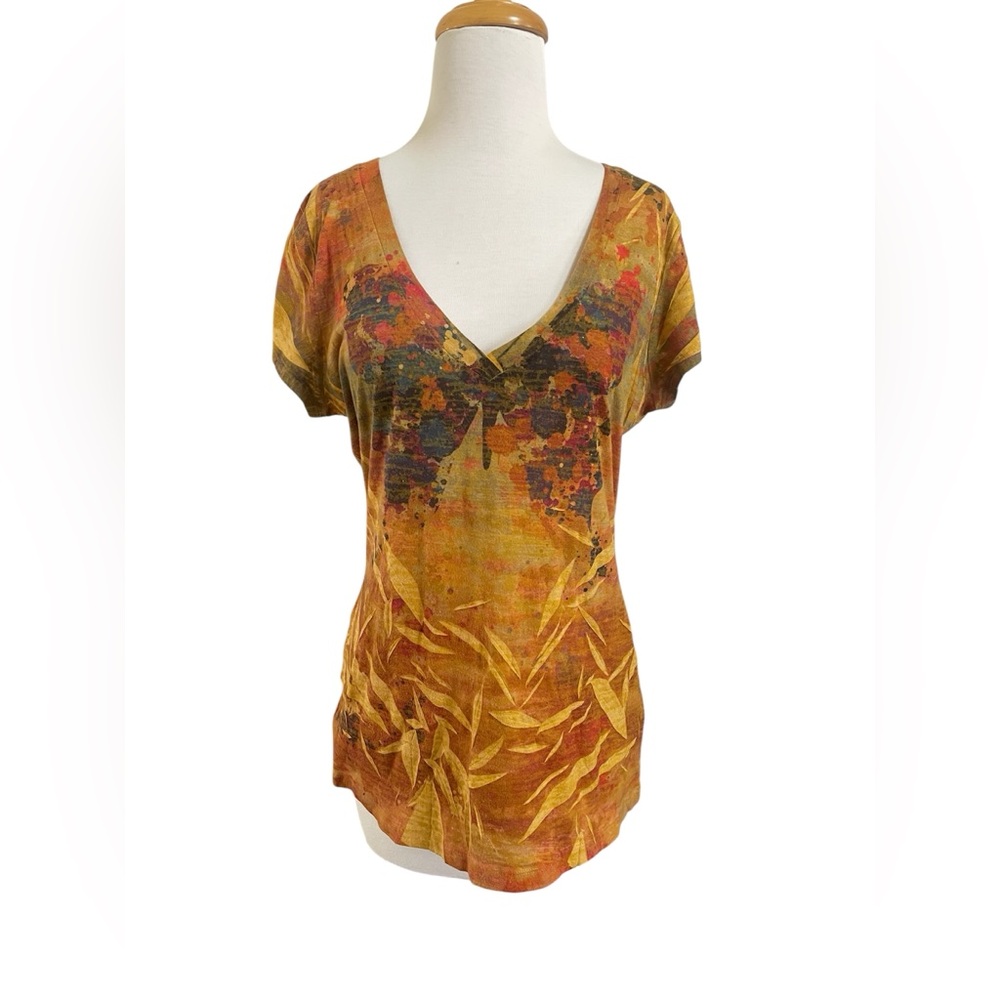 Maurices Y2K Butterfly V-Neck Short Sleeve Top